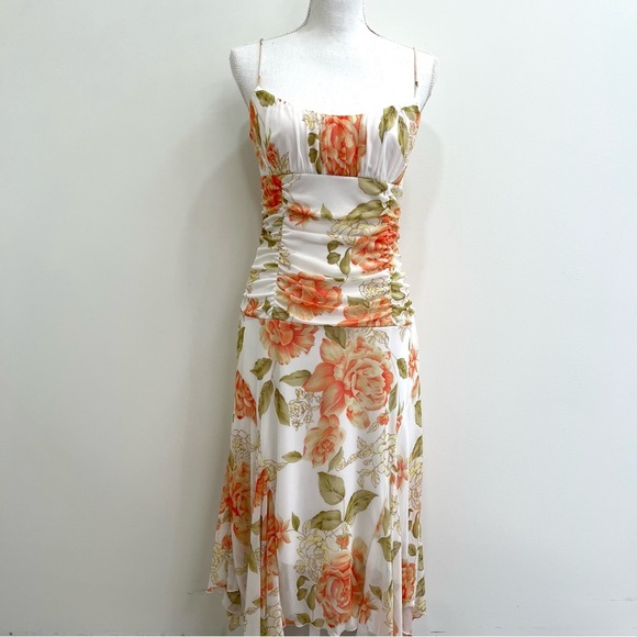 Vintage Y2K whimsical fairy asymmetrical hem drop waist midi dress empire waist - Picture 12 of 12